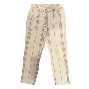 Anthropologie Seashore Pant Linen Blend Rope Tie Striped Women Small Casual Boho